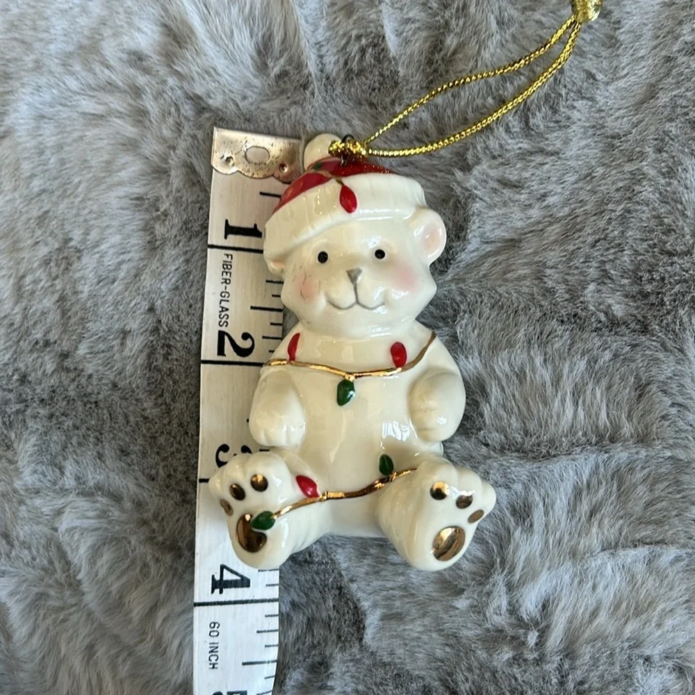 Lenox Bear Ornament with Red Hat